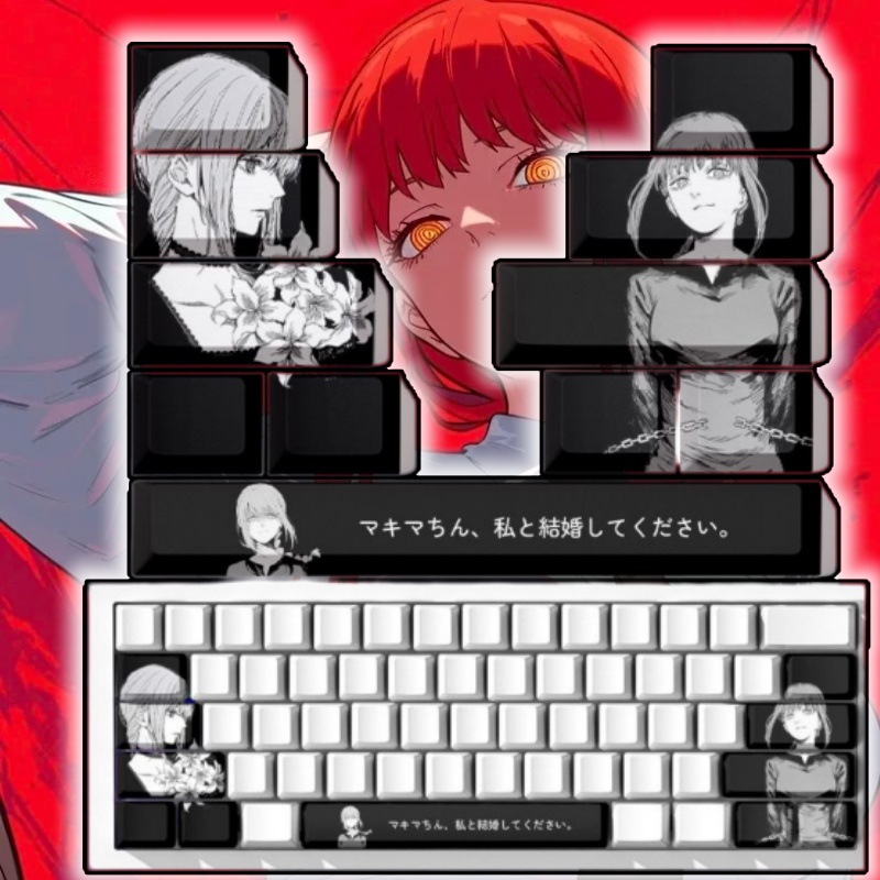 Gaming Keyboard Ergo - Chainsaw Man Makima Theme Anime Keycaps