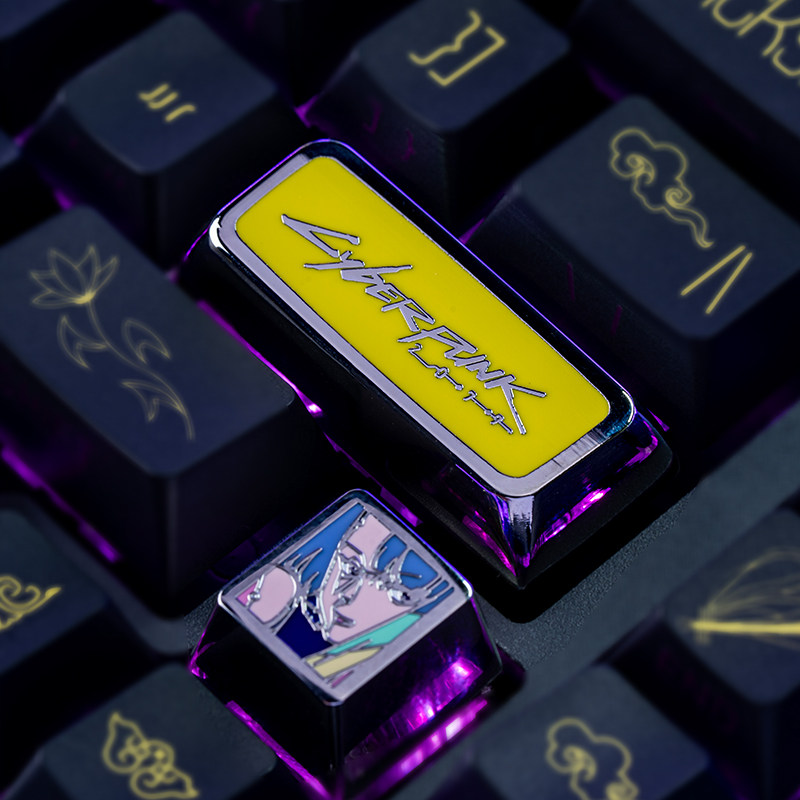 Gaming Keyboard Ergo - Anime Keycaps Cyberpunk 2077 Theme Mechanical