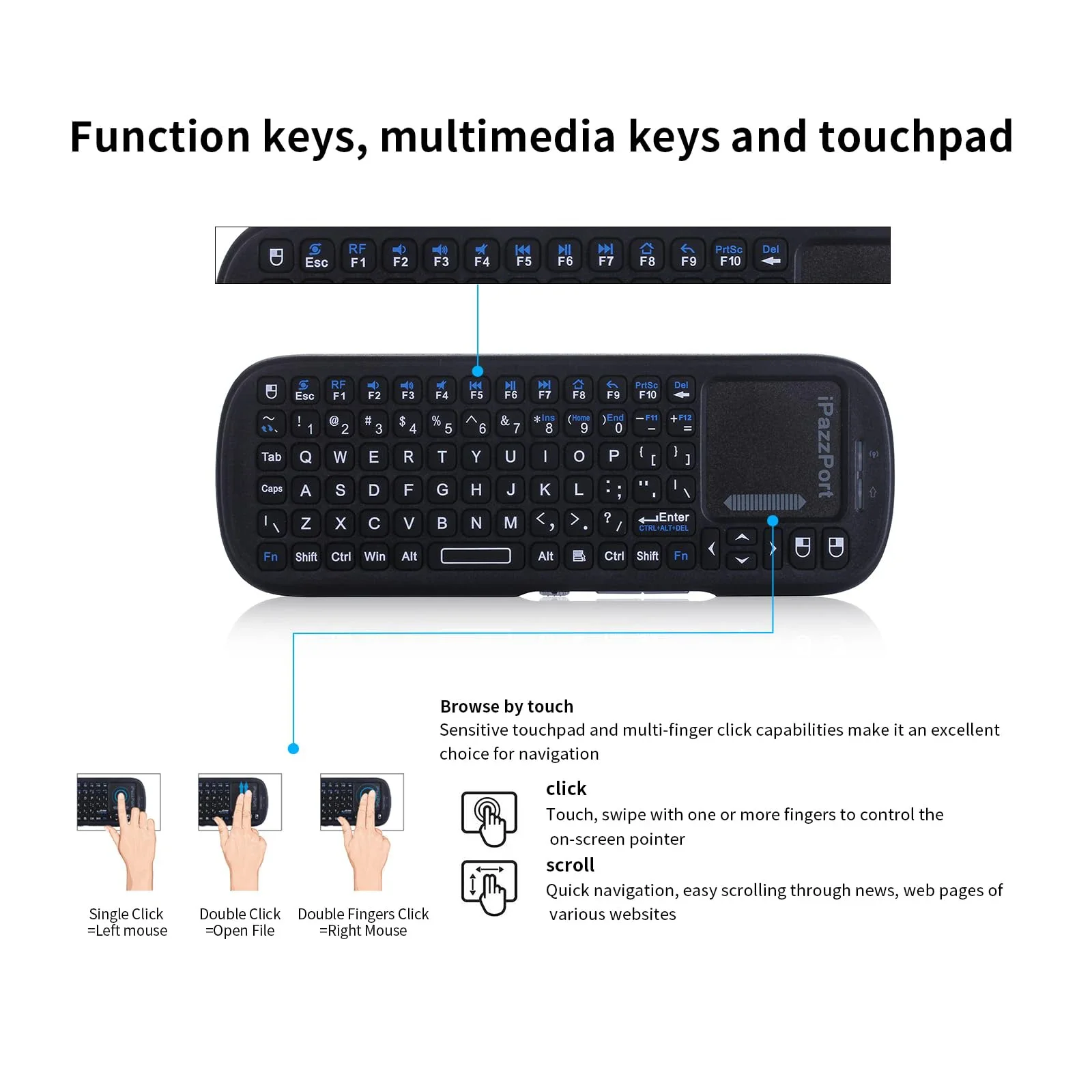 IPazzPort Mini Bluetooth & 2.4 - Gaming Keyboard And Mouse Wireless recension och pris