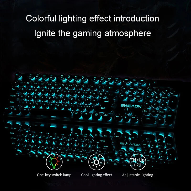 Retro Punk Mechanical Feel Key - Gaming Keyboard Mouse And Headset Combo recension och pris