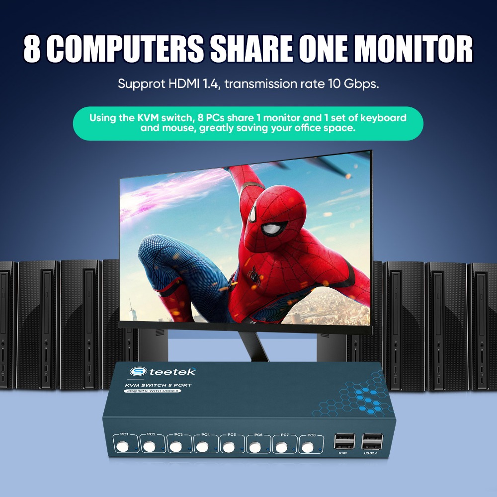 8 Port KVM Switch USB2.0 4K30H - Gaming Keyboard And Mouse For Xbox recension och pris