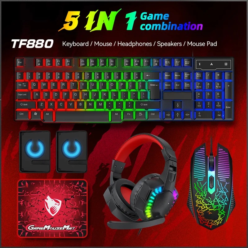 5-in-1 Set Gaming Combo Keyboa - Gaming Keyboard Mouse Set recension och pris