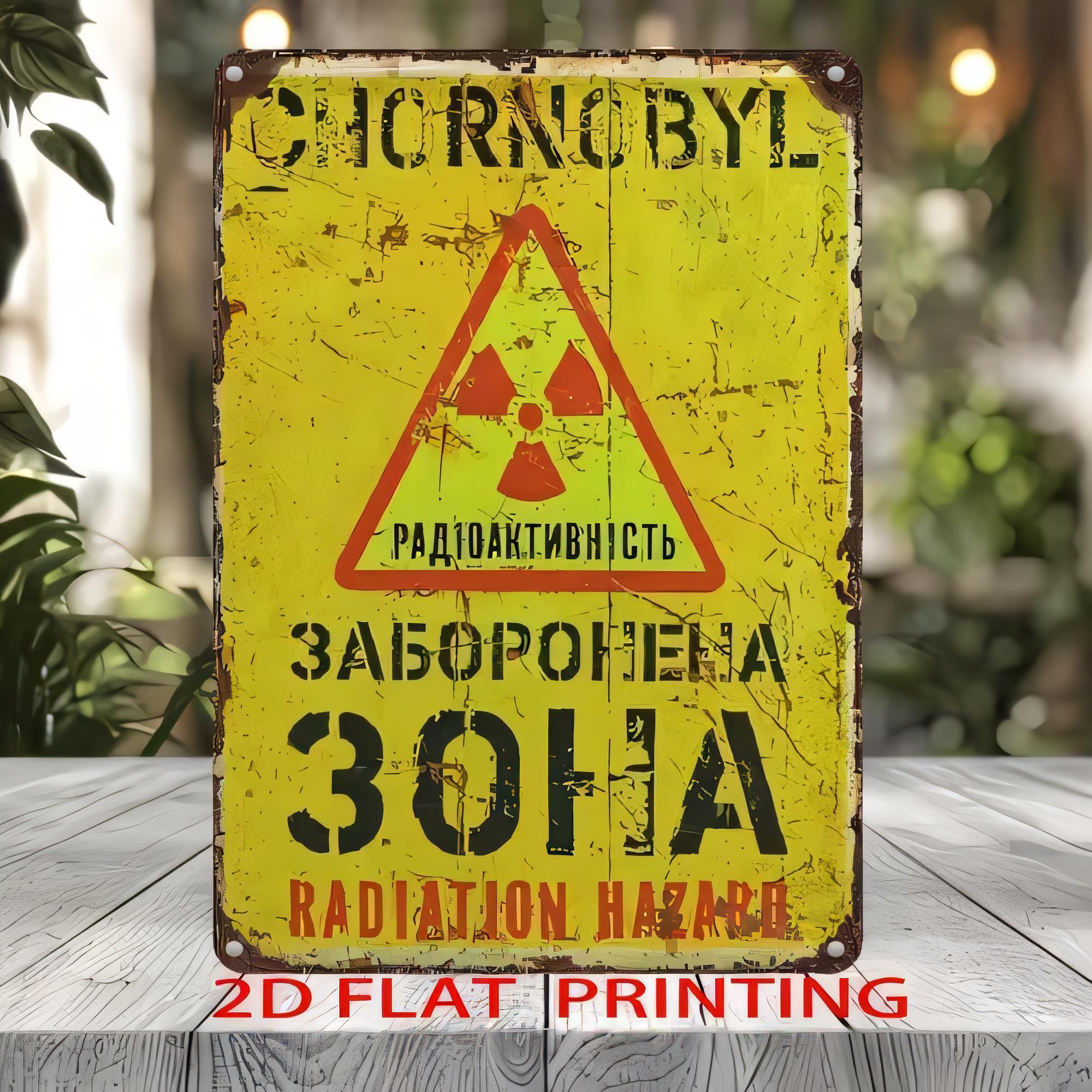 Tin Sign Radiation Hazard Warn - Brass Weight Plate recension och pris