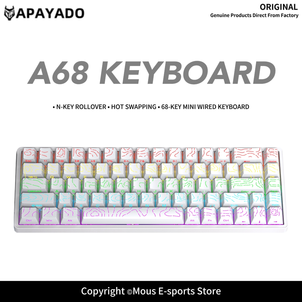 APAYADO A68 Wired Mechanical K - Keyboard Gaming Blue Switch recension och pris