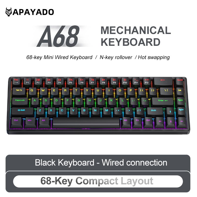 APAYADO A68 Wired Mechanical K - Keyboard Gaming Blue Switch recension och pris